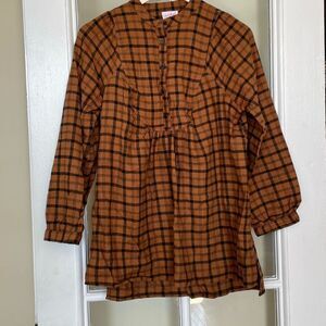 Isabel maternity plaid brown black long sleeve button down shirt size small